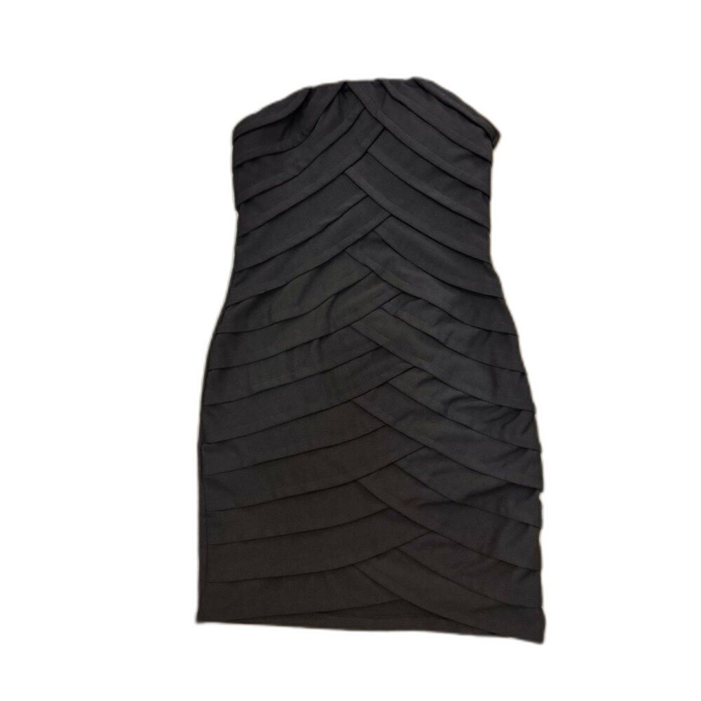Forever 21 Black Strapless Bodycon Pleated Tier Minidress - Sz. Medium - LBD